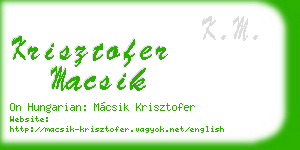krisztofer macsik business card