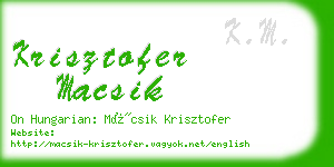 krisztofer macsik business card